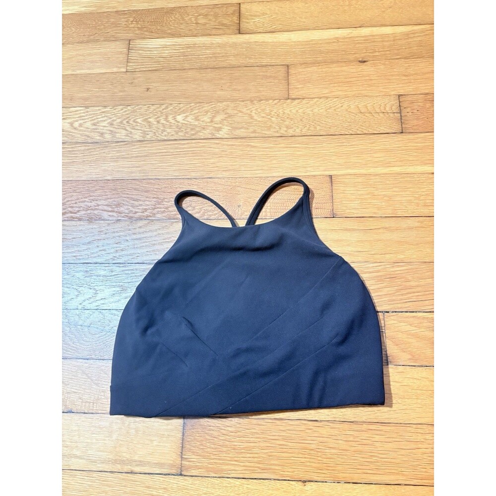 Lululemon Size 6 Flow Y Wrap-Front High-Neck Crossback Yoga Bra Black - Picture 2 of 5